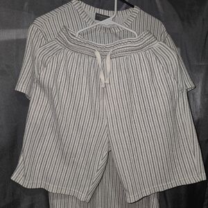 Primark Cream & Black Striped Knit Lounge Set